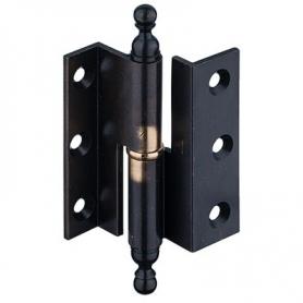 Карточная мебельная петля для дверей с четвертью, цвет чёрная бронза, высота 60 мм, левая.