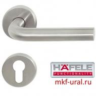 Дверные ручки в комплекте с розетками под евроцилиндр PZ. Нержавеющая сталь, матовая.