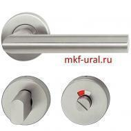 Дверные ручки в комплекте с розетками WC. Нержавеющая сталь, матовая.