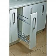 Бутылочница, 150 мм, Hafele Cristal, 1 ярус + держатель для полотениц, металлический пруток, монтаж левый // БЕЗ НАПРАВЛЯЮЩИХ //