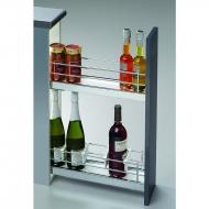 Бутылочница Hafele Brilliant, в базу 150 мм, 2 яруса, дно ДСП, покрытие Anti-Slip, монтаж слева, / БЕЗ направляющих /