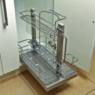 Бутылочница для моющих средств Hafele Crystal/Elegance, 400 мм, монтаж к нижней панели, 3 яруса, съемные корзины, металлический пруток, // БЕЗ НАПРАВЛЯЮЩИХ //