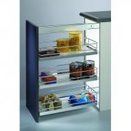 Выдвижная корзина Hafele Brilliant на раму, в базу 300 мм, угловой фасад 45 градусов, правая, дно ДСП, покрытие Anti-Slip