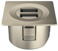 Зарядная станция Loox USB тип Loox ESC 2001, 12В форма квадрат, цвет никель матовый
