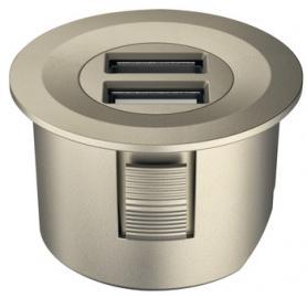 Зарядная станция Loox USB тип Loox ESC 2001, 12В форма круглая, цвет матовый никель