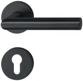Дверные ручки с розетками под евроцилиндр PZ. Нержавеющая сталь, цвет черный, покрытие PVD.