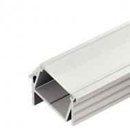 Профиль угловой врезной 11 мм, цвет алюминий серебристый 2500 мм, цвет стекла молочный